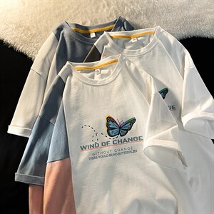 新款港风短袖t恤印花蝴蝶图潮牌上衣TC3110-P27图片