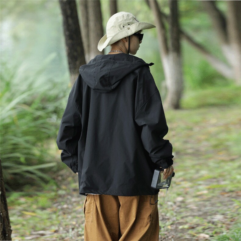 日系新款潮牌工装夹克春秋宽松潮流连帽冲锋衣休闲外套上衣,男装夹克,星座716-4