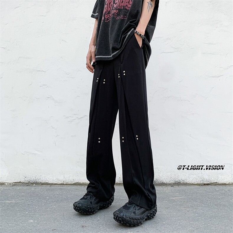 B221美式ins高街小众个性休闲直筒宽松西裤LK23113-P60控78,男装休闲裤,电商B221