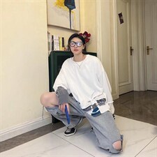 男圆领长袖宽松T恤T02P48，男装T恤，星座1116-2