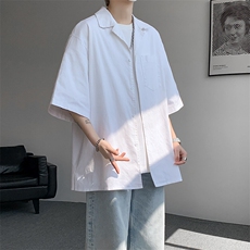 8XL-M亚麻短袖衬衫男夏薄款宽松休闲百搭大码半袖衬衣DC28002P50，男装衬衫，电商B312