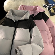 毛毯平铺拼接撞色保暖面包服立领情侣棉衣A247-MY250特批50，男装棉衣，电商A247