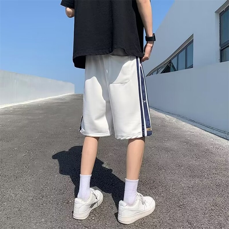 夏季新款休闲短裤男潮牌拼色运动字母潮流宽松学生五分裤DK65p30,男装牛仔裤,星座1013
