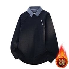 W25259-P60秋冬款翻领加绒卫衣男潮牌加绒加厚卫衣外套时尚打底衫，男装T恤，电商D310B