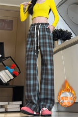 保暖加绒加厚银狐绒直筒拖地格子休闲裤男K5653J加绒-特P35控68，男装棉衣，电商A001