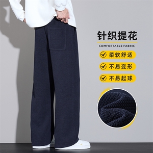 美式潮牌休闲裤男生秋冬宽松阔腿垂感直筒运动百搭裤子Z2602-P40图片