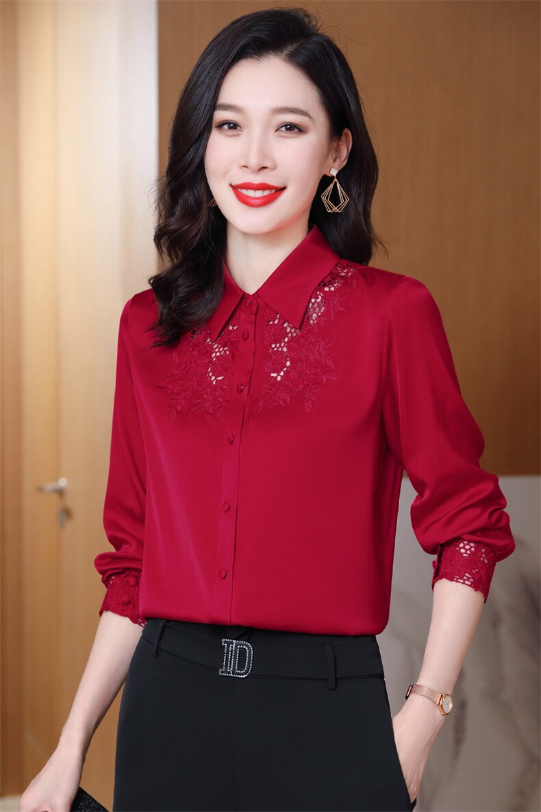 重磅真丝衬衫女长袖2026春秋新款时尚真丝长袖上衣高端刺绣衬衣,女装衬衫,阿舍尔精品