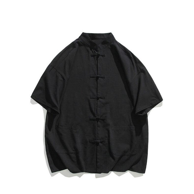 新中式盘扣夏季复古大码休闲男半袖短袖衬衫DC2181-P37【特价】,男装衬衫,电商A007