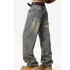 时尚慵懒潮流文艺美式复古春夏季潮牌破洞牛仔裤男新款AM830P45，男装牛仔裤，星座1013-5