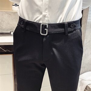 秋冬新款商务潮流休闲西裤男青年小脚裤韩版潮男修身裤AK34-P75图片