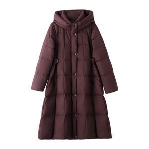 现货2025冬季新款肌理感白鸭绒羽绒服女设计感时尚连帽加厚外套图片