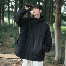 工装连帽冲锋衣外套男春秋季新款户外美式山系登山服夹克W181，男装夹克，星座1116A-1（原606A）