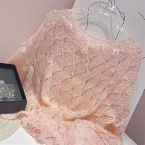 重工鸵鸟毛钉珠亮片毛衣,女装针织衫/毛衣,WOOKSING