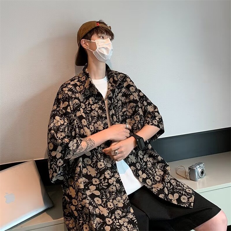 潮流青春流行新款日常时尚ins夏季衬衫潮标准百搭五分袖C35-P33,男装衬衫,星座1109-3