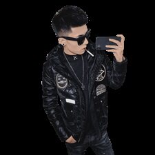 冬季保暖羽绒服社会小伙ins男士绣标装饰连帽外套C301B-YR02，男装羽绒服，电商C301B