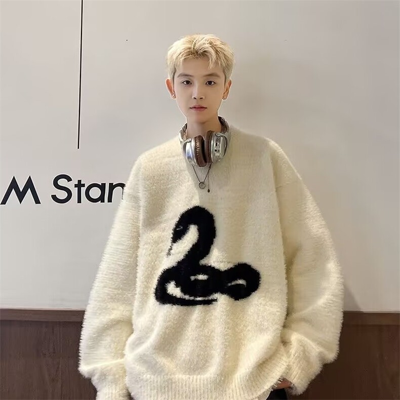 慵懒毛衣针织衫男学生秋冬季oversize潮牌宽松长袖羊绒衫M5717,男装针织衫/毛衣,星座506