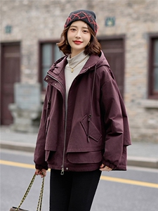 2025冬季女装新款大量现货时尚休闲连帽加棉派克服棉服图片