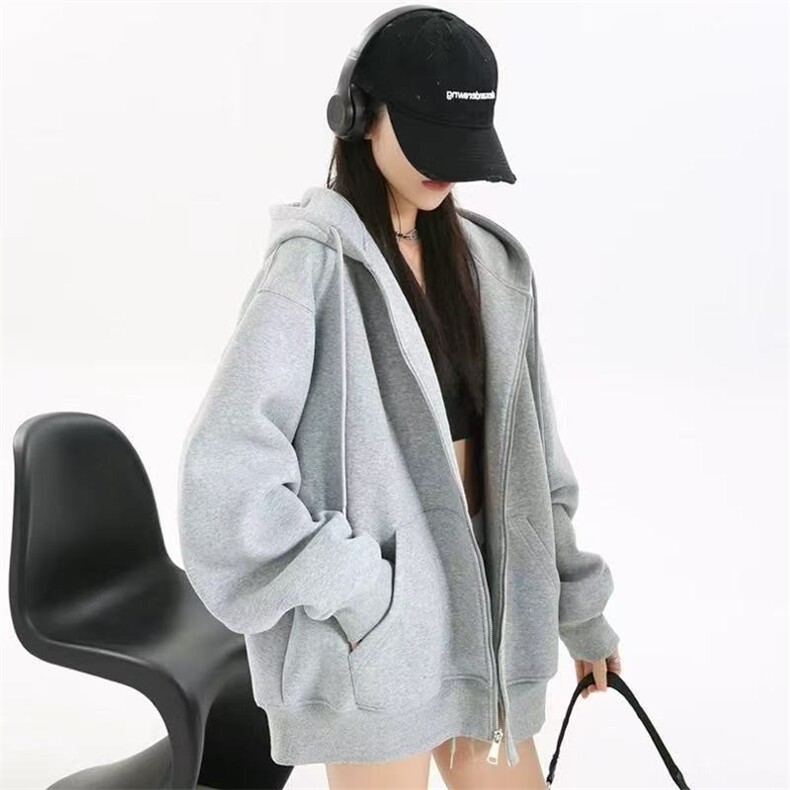 卫衣外套女春秋季2025新款加厚开春连帽开衫即墨韩系慵懒风厚,女装短外套,星座506A