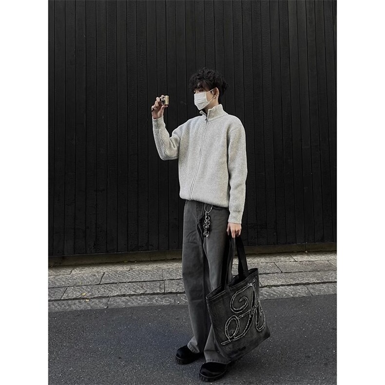 灰色立领开衫毛衣男款冬季Y1009P50,男装针织衫/毛衣,星座1116-2