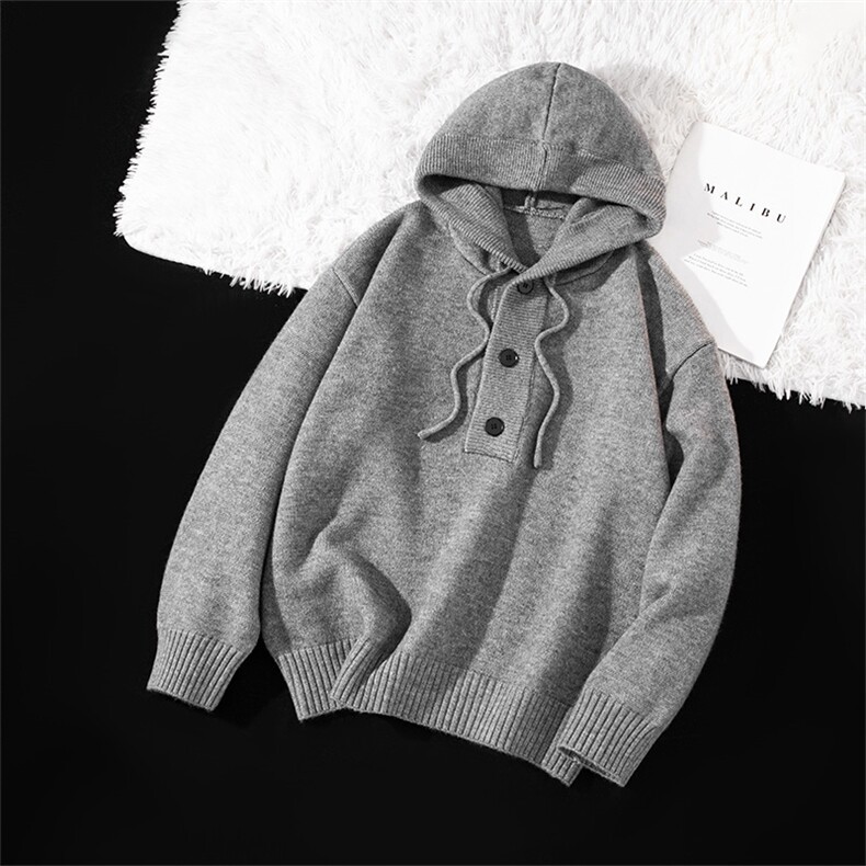 晴纶41.7%锦纶25.8%聚脂钎维32.5%情侣慵懒上衣针织连帽毛衣，男装针织衫/毛衣，星座914