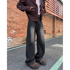 冬季新款潮流做旧复古水洗宽松加绒牛仔裤B315-K24274JR-p65控88，男装牛仔裤，电商B315
