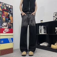 2025新款渐变色牛仔裤男直筒宽松设计感小众裤子现货K8566-P40，男装牛仔裤，星座512-3