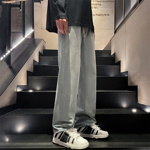 新款直筒男女宽松阔腿休闲裤美式高街水洗牛仔裤B381-1/771P48图片