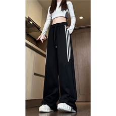 抖音品质秋季新款潮流条纹拼接宽松休闲卫裤B315-K818-特p40控78，男装休闲裤，电商B315