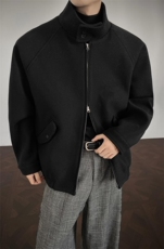 直播品质秋冬加厚宽松短款毛呢大衣韩版呢子外套毛呢夹克男外套，男装毛呢大衣，电商A430（原星座702）