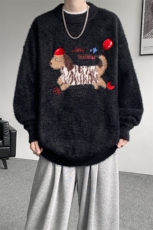 腊肠狗情侣毛衣男酒红色本命年针织衫男高级感线衫MY1222-P68，男装针织衫/毛衣，电商D206-1