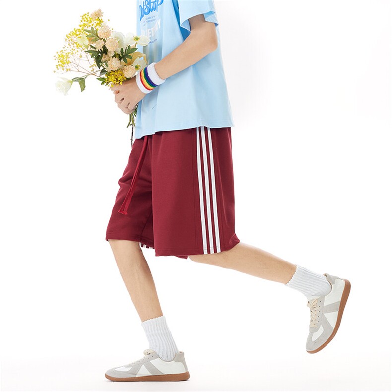 抖音得物高品质二开 重磅华棉 夏季三条杠织带短裤休闲运动五分裤图片