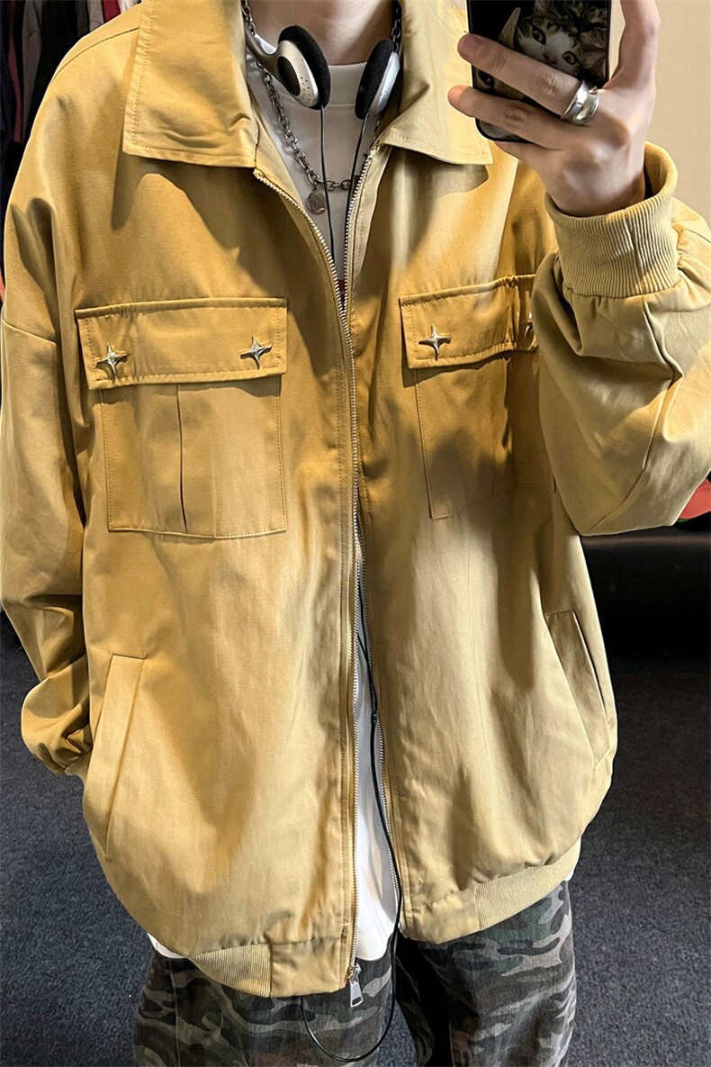 潮流休闲大码流行男女简约翻领夹克外套J7195-P70【特价】,男装夹克,电商A007
