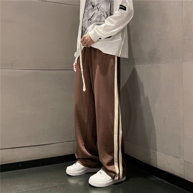 秋季高街条纹开叉休闲长裤韩版潮流百搭直筒运动裤男K4067-P32,男装休闲裤,星座512-2