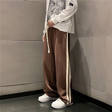 秋季高街条纹开叉休闲长裤韩版潮流百搭直筒运动裤男K4067-P32，男装休闲裤，星座512-2