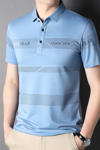 夏季新款男士翻领短袖t恤中年有领男装上衣服休闲POLO衫图片