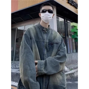 DJK302-P68早秋美式复古水洗做旧牛仔外套男秋冬季宽松夹克上衣图片