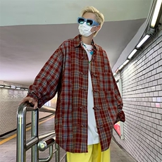 潮衬衫男韩版潮流长袖格子帅2023秋季新款ins宽松外套CY522-P49，男装衬衫，星座412-3
