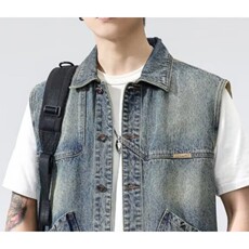 春秋新款牛仔马甲男复古工装坎肩背心情侣款休闲宽松马夹外套网图，男装背心/马甲，星座302B