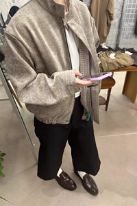 氨触感树纹肌理千鸟格内里哈灵顿夹克外套 JK6025 特P95图片