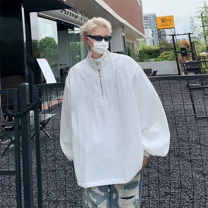 半拉链卫衣男秋季华夫格无帽初春上衣美式EG102P40,男装卫衣,星座1116-2