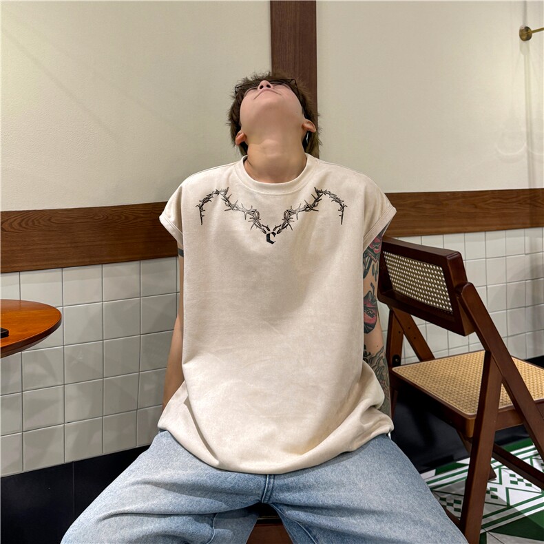 2025夏季新款高街美式印花坎背心肩短袖BXJP200-特批19控38,男装背心/马甲,星座605(原A050)