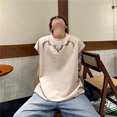 2025夏季新款高街美式印花坎背心肩短袖BXJP200-特批19控38，男装背心/马甲，星座605(原A050)