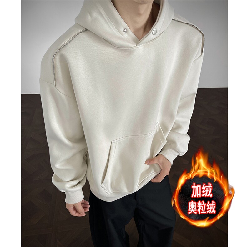 500克重磅加绒奥粒绒无帽绳拉链连帽卫衣硬挺外套男 RH5307JR-P60图片