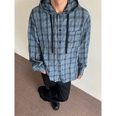 特P45无差价新款春夏百搭格子时尚长袖衬衫-HS2352港风内景，男装衬衫，电商A003