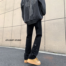 B221美式ins高街暗黑小众个性铆钉小脚牛仔裤LK23142-P65控88，男装牛仔裤，电商B221