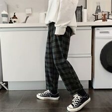 2021新款夏季格子裤男港风韩版潮流薄款休闲裤A02，男装休闲裤，星座507