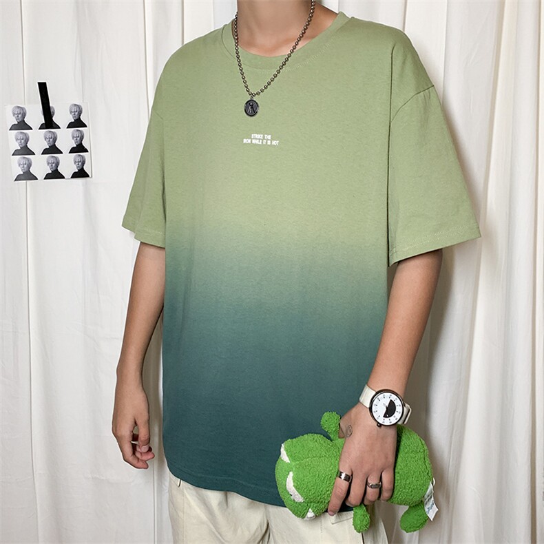 703-T185-P35夏季全棉渐变吊染休闲T恤,男装T恤,星座703