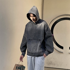 2024新款牛仔连帽卫衣男春秋潮牌休闲百搭宽松夹克外套JK815-P88，男装夹克，星座308B-1