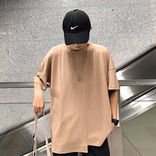 2021夏装ins拼接上衣潮流短袖T恤男宽松日系TX02/P10，男装T恤，电商D202