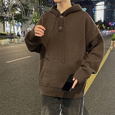 秋冬日系复古宽松连帽毛衣男女情侣休闲百搭套头针织衫外套潮，男装针织衫/毛衣，星座410-7
